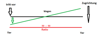 Zeichnung eines Wagscheits mit allen Zugpunkten auf einer Linie